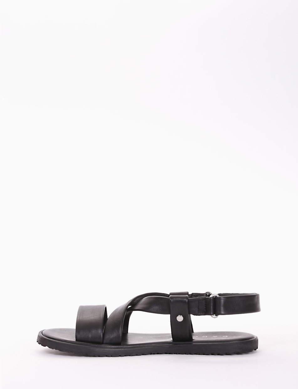 Sandals heel 1 cm black leather