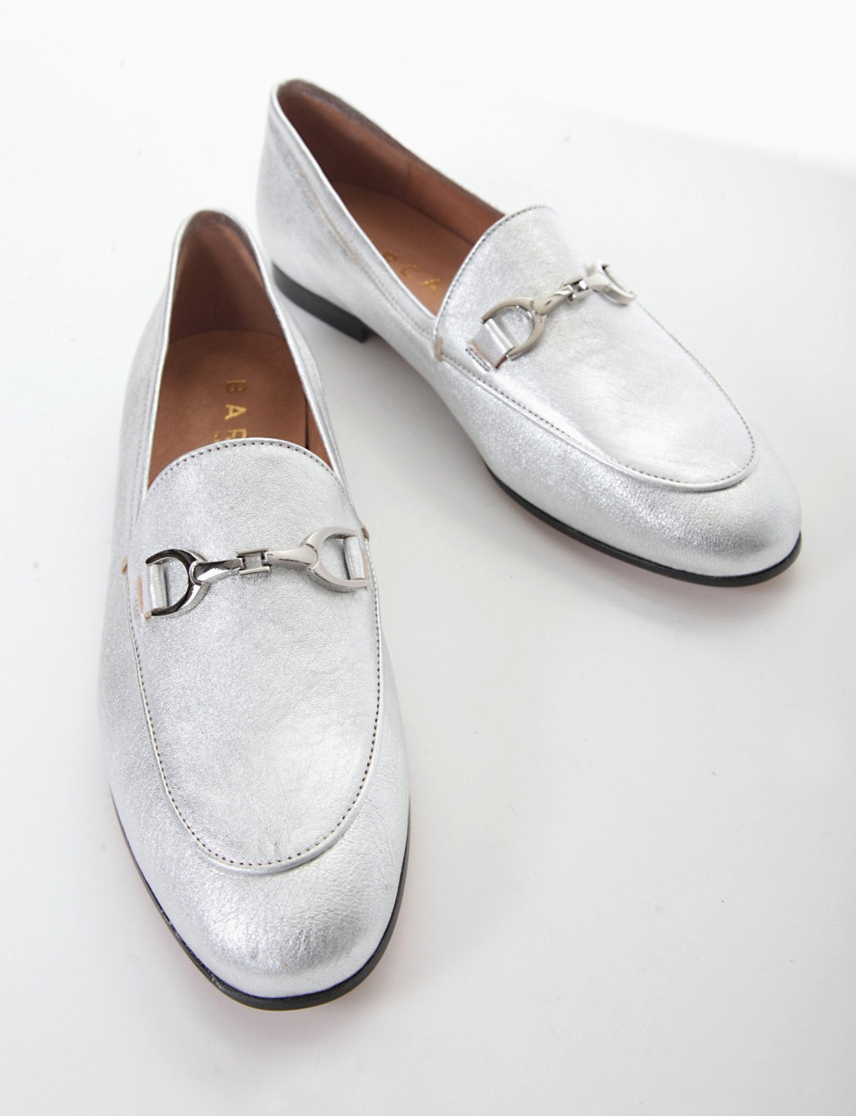 mocassino tacco 1 cm platino