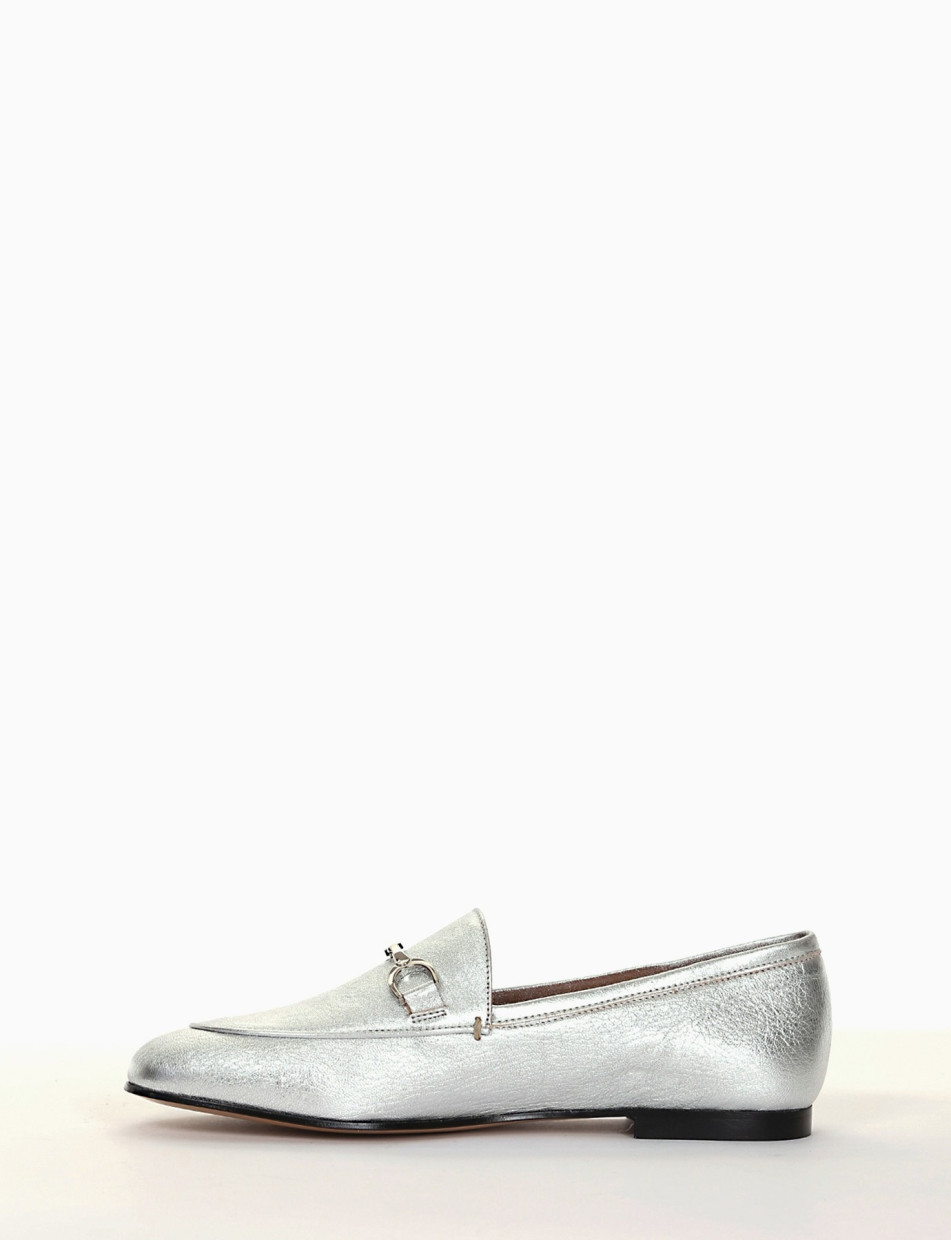 mocassino tacco 1 cm platino