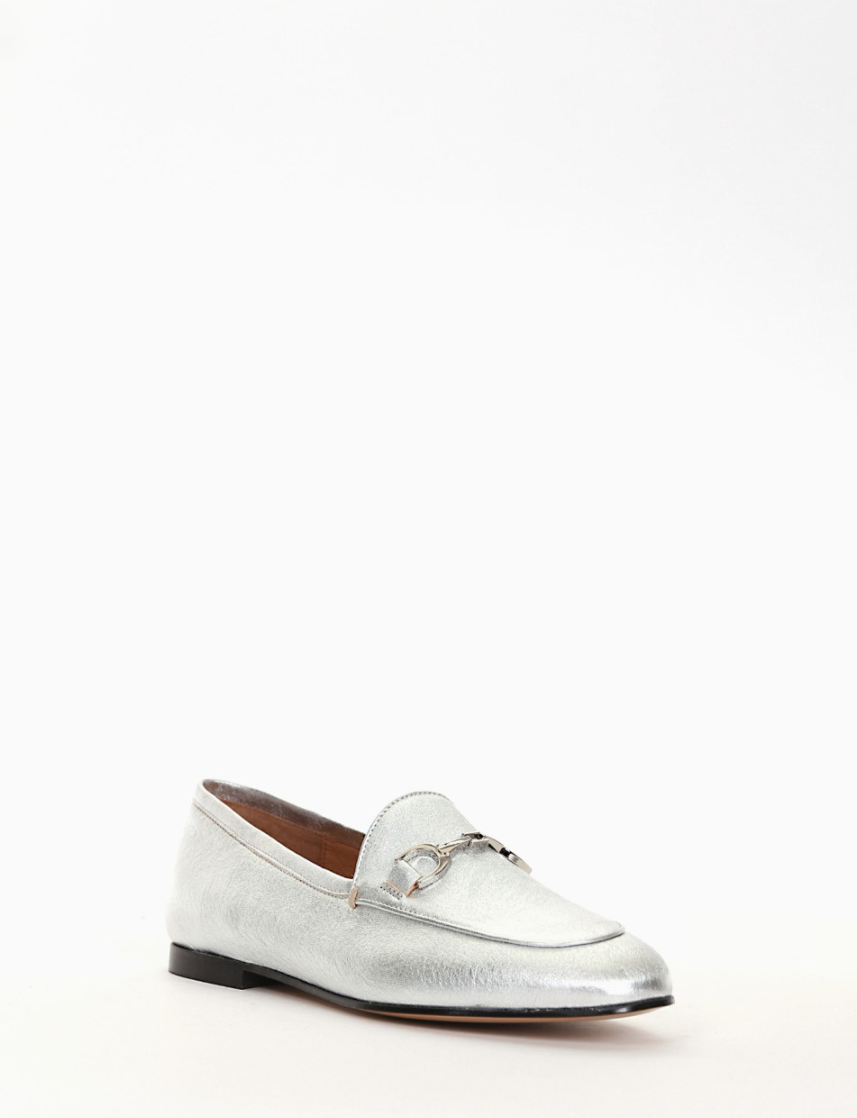 mocassino tacco 1 cm platino