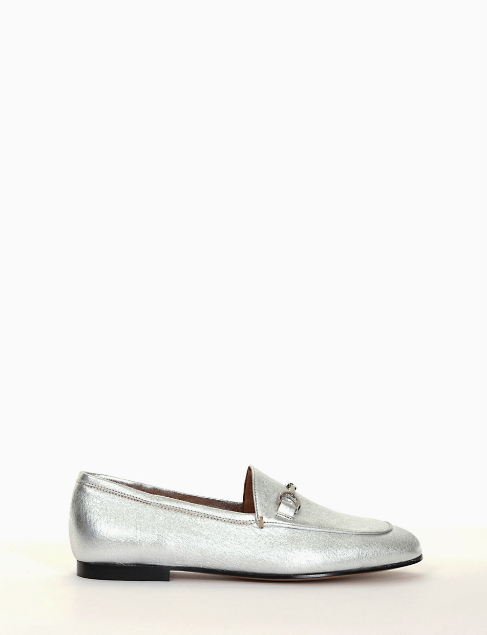 mocassino tacco 1 cm platino