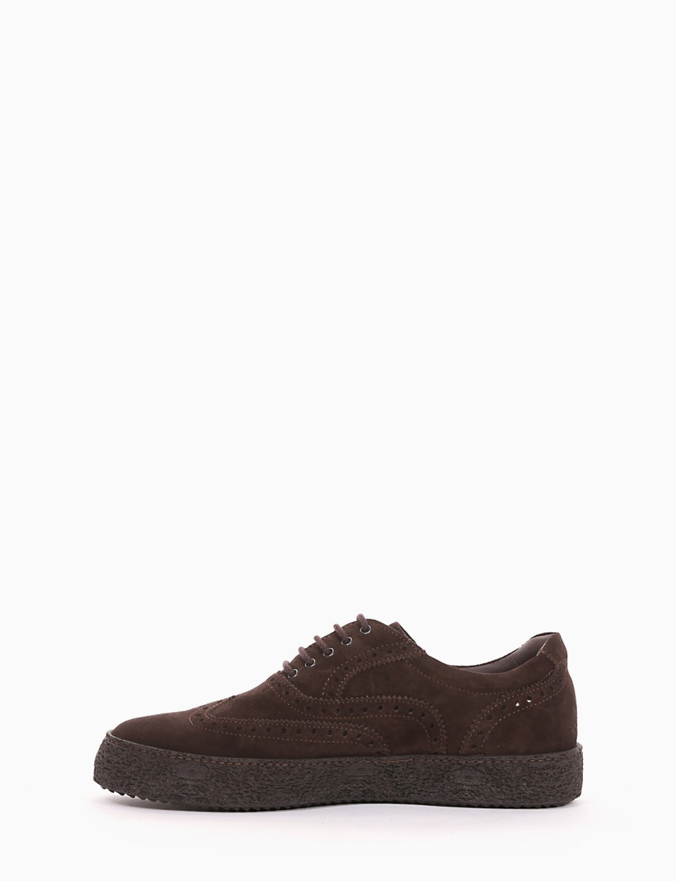 Lace-up shoes dark brown chamois