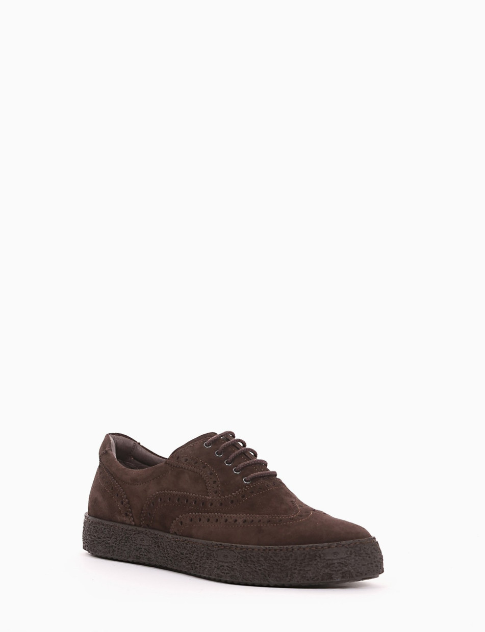 Lace-up shoes dark brown chamois