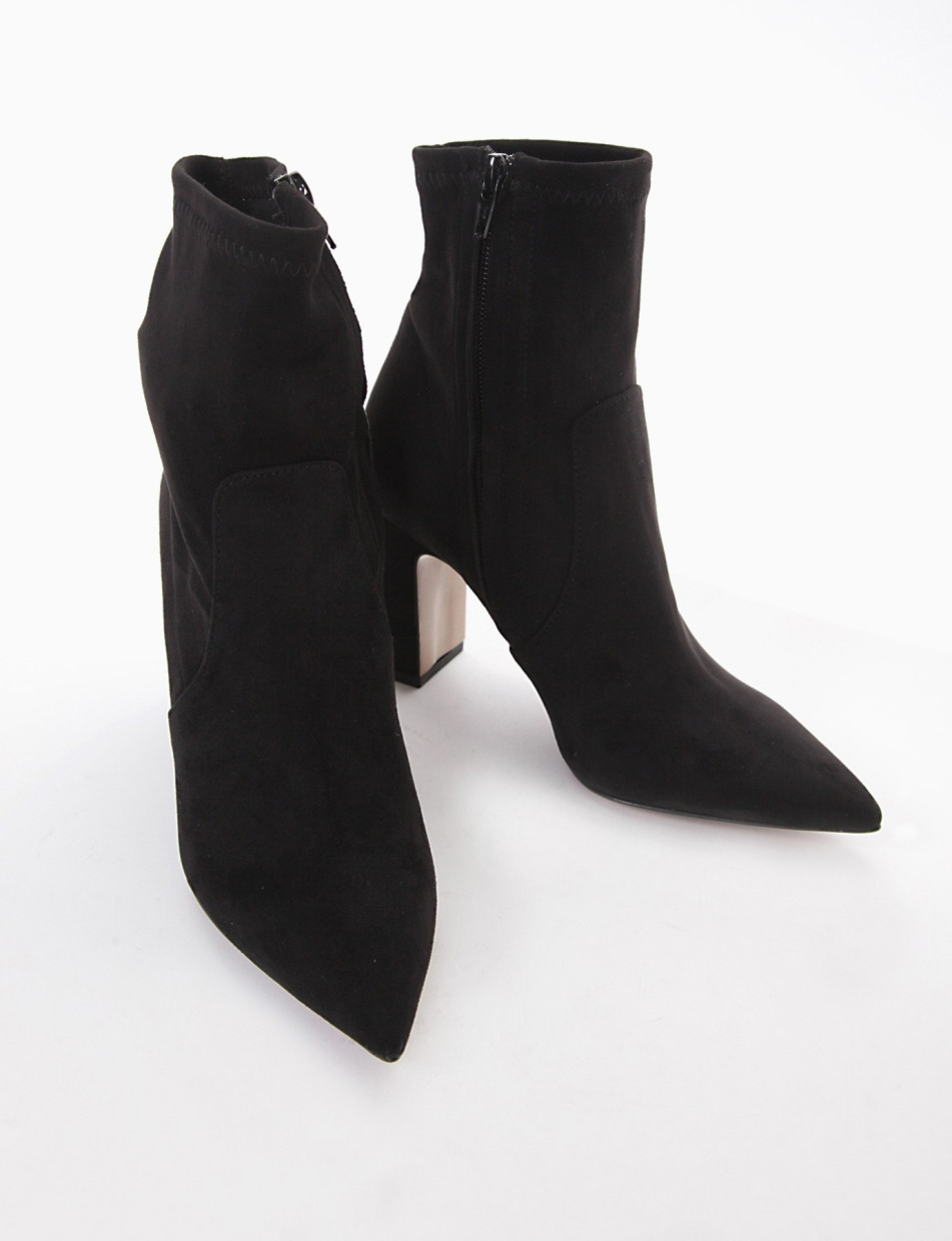 High heel ankle boots heel 9 cm black chamois