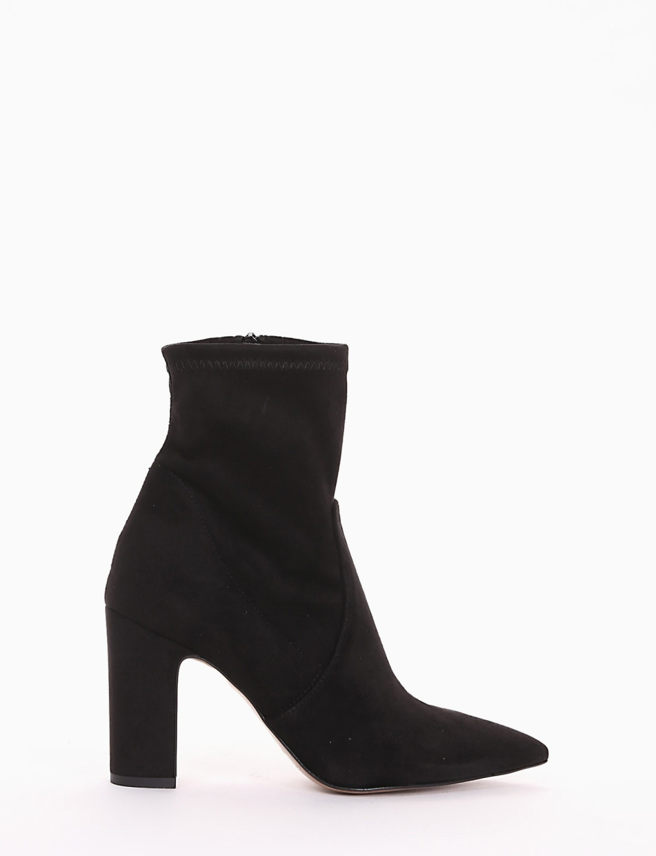 High heel ankle boots heel 9 cm black chamois