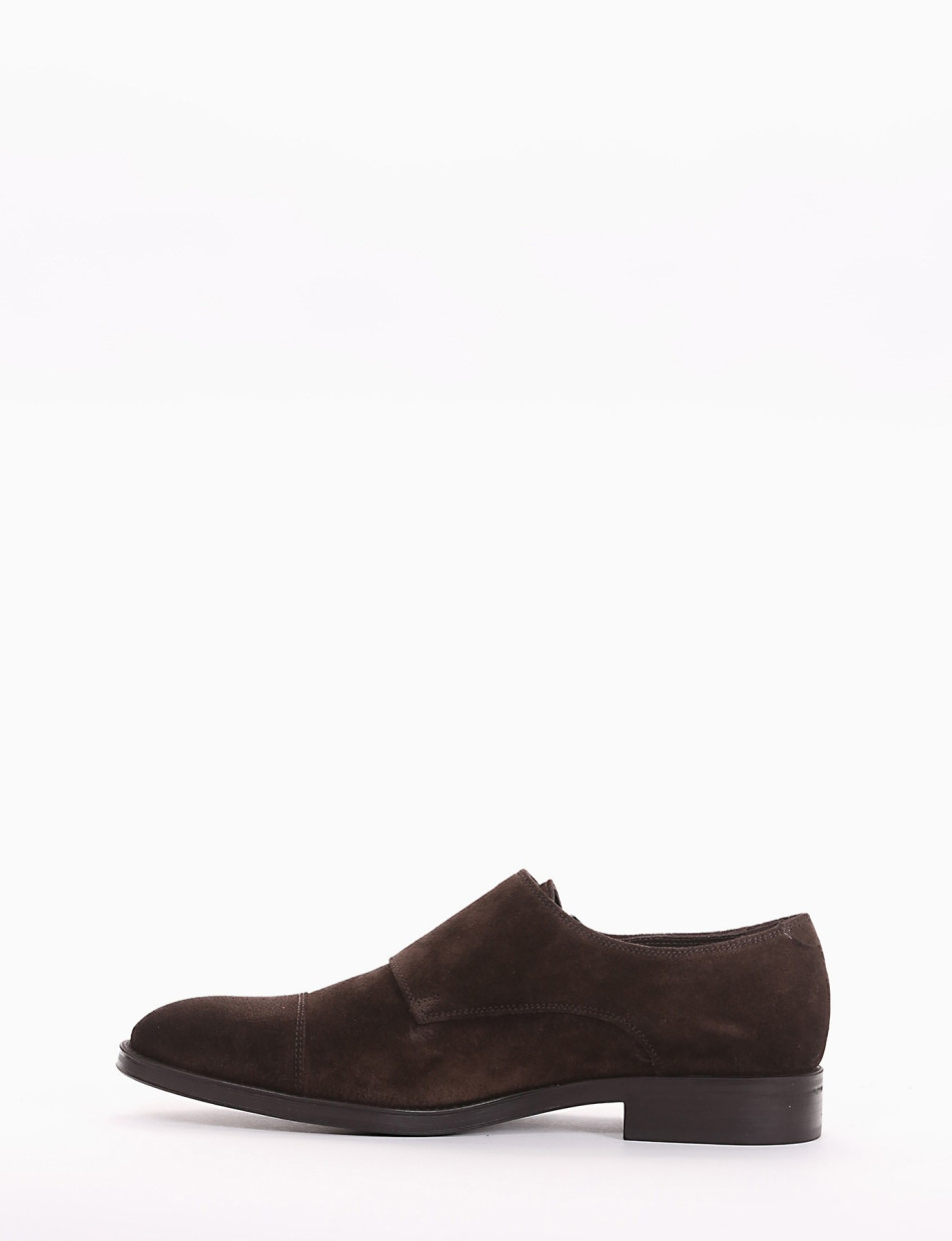 Lace-up shoes heel 2 cm dark brown chamois