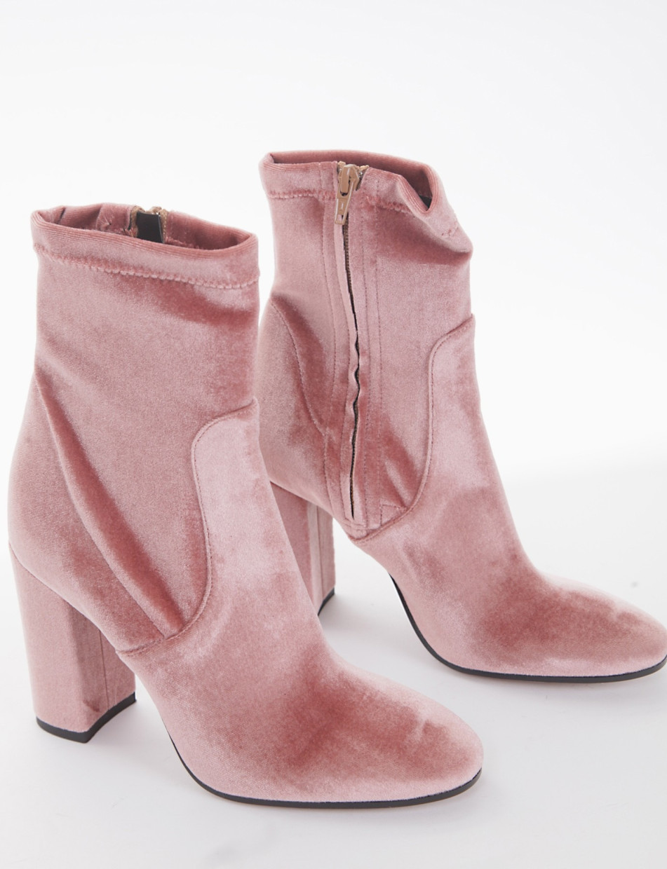 High heel ankle boots heel 9 cm pink chamois