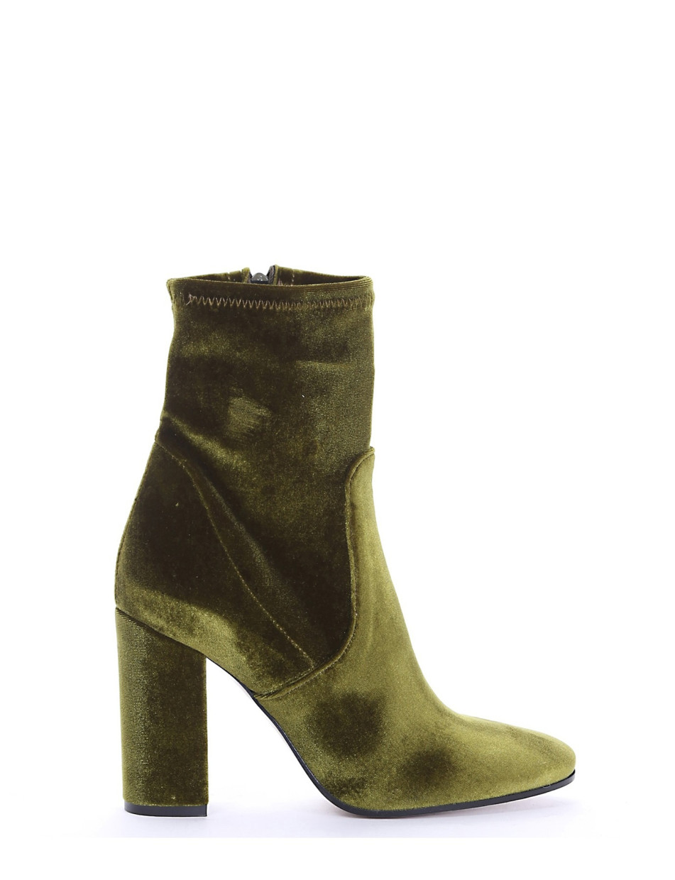 High heel ankle boots heel 9 cm green chamois