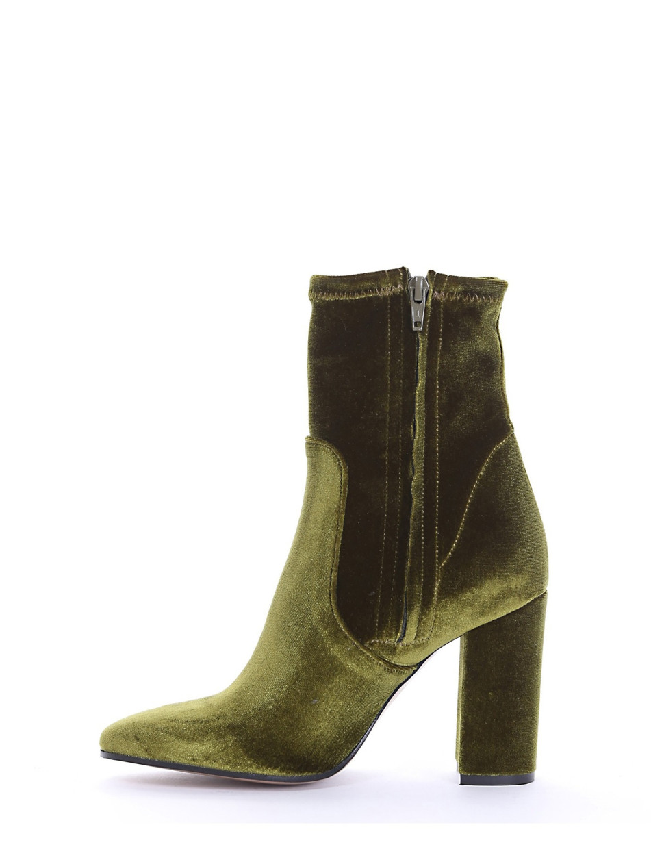 High heel ankle boots heel 9 cm green chamois