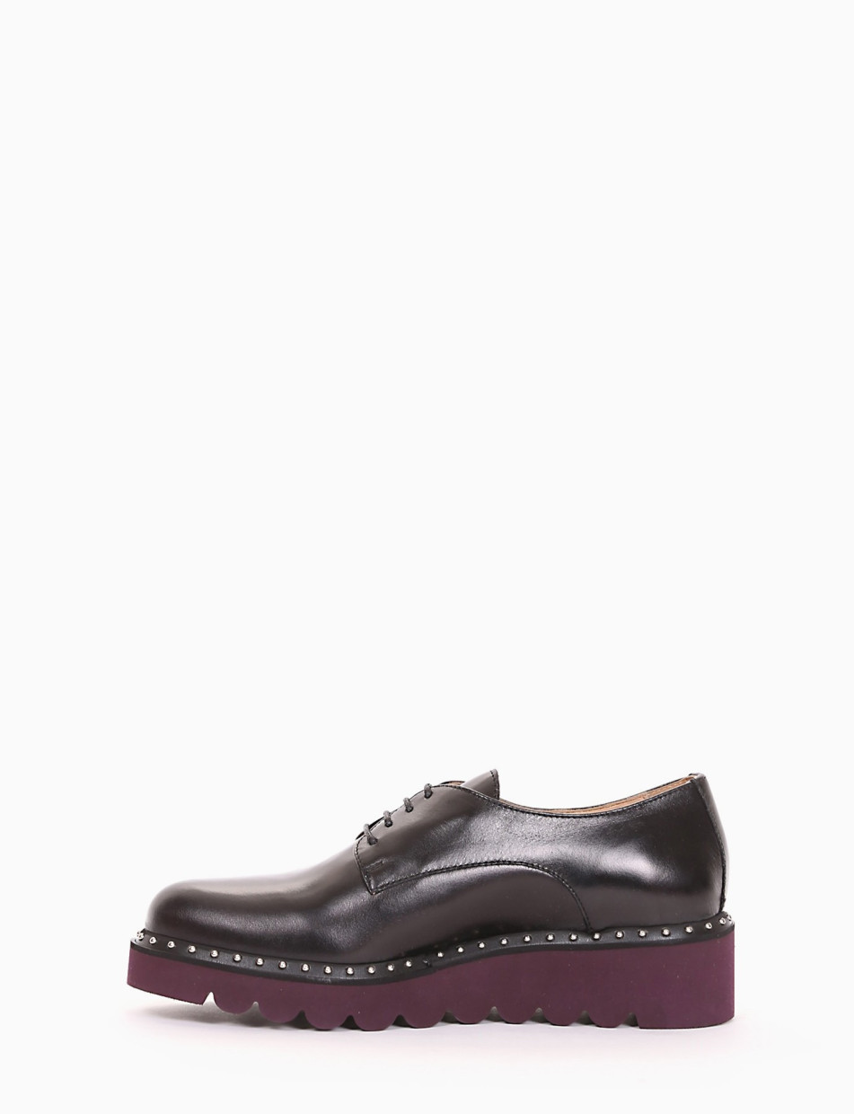 Lace-up shoes heel 3 cm black leather