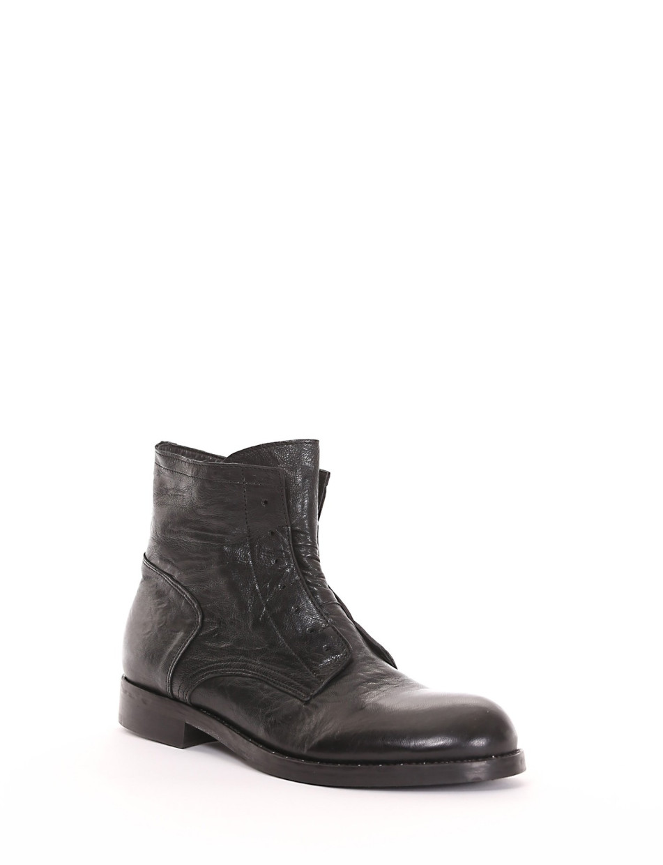 Combat boots heel 2 cm black leather