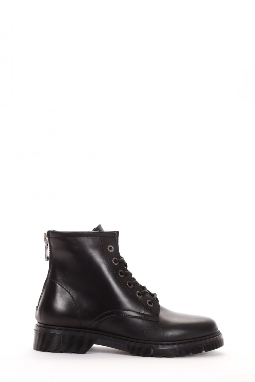 Combat boots heel 2 cm black leather