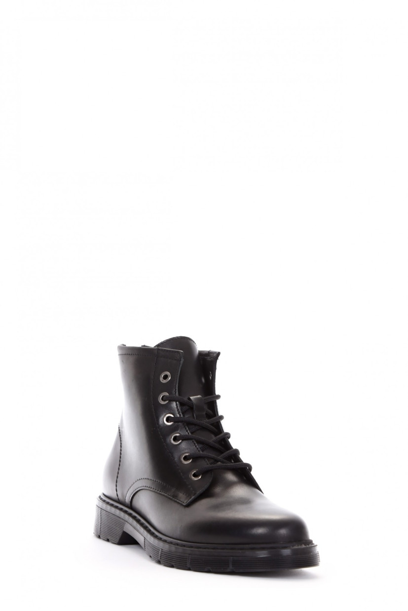 Combat boots heel 2 cm black leather