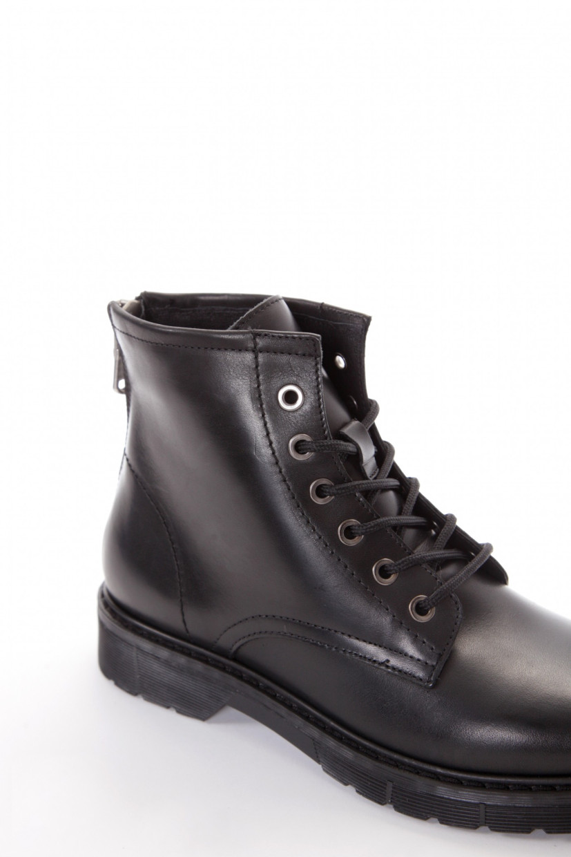 Combat boots heel 2 cm black leather