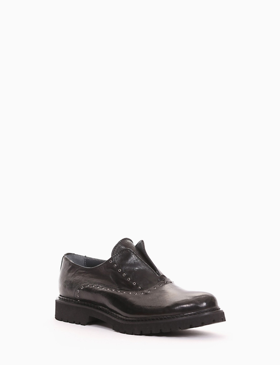 Lace-up shoes heel 2 cm black leather
