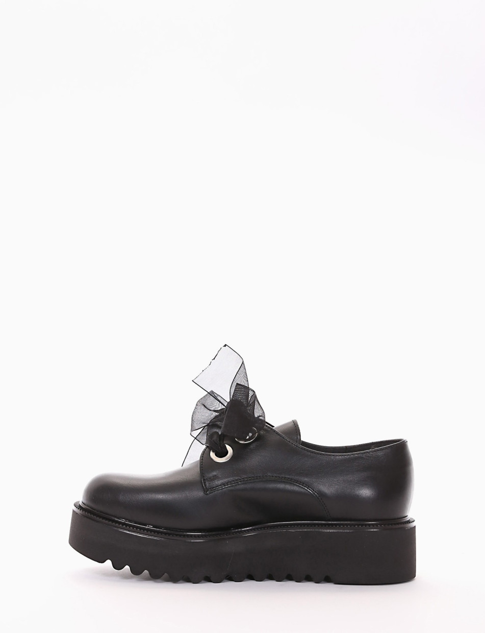 scarpa lacci zeppa 3 cm nero
