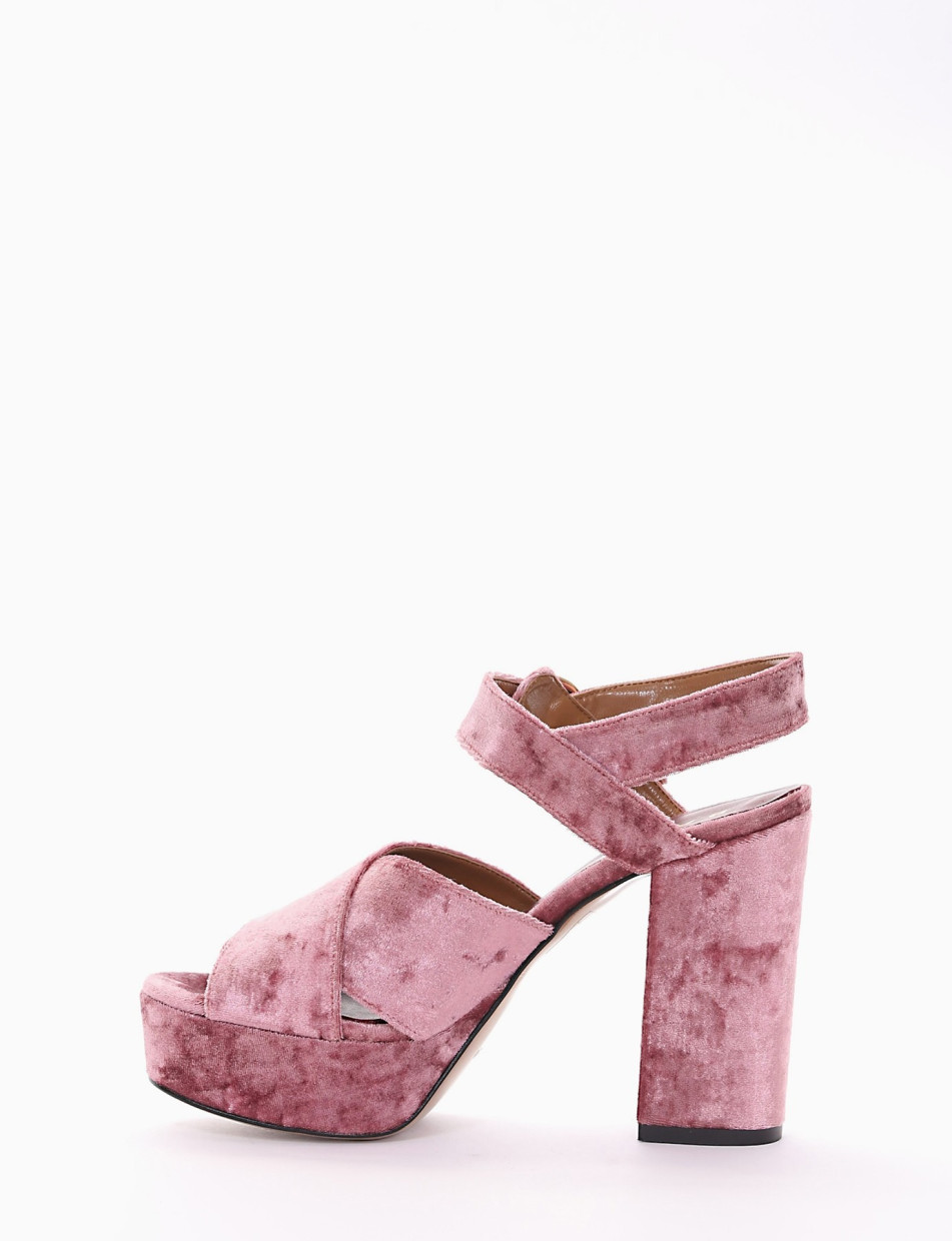 High heel sandals heel 11 cm pink velvet