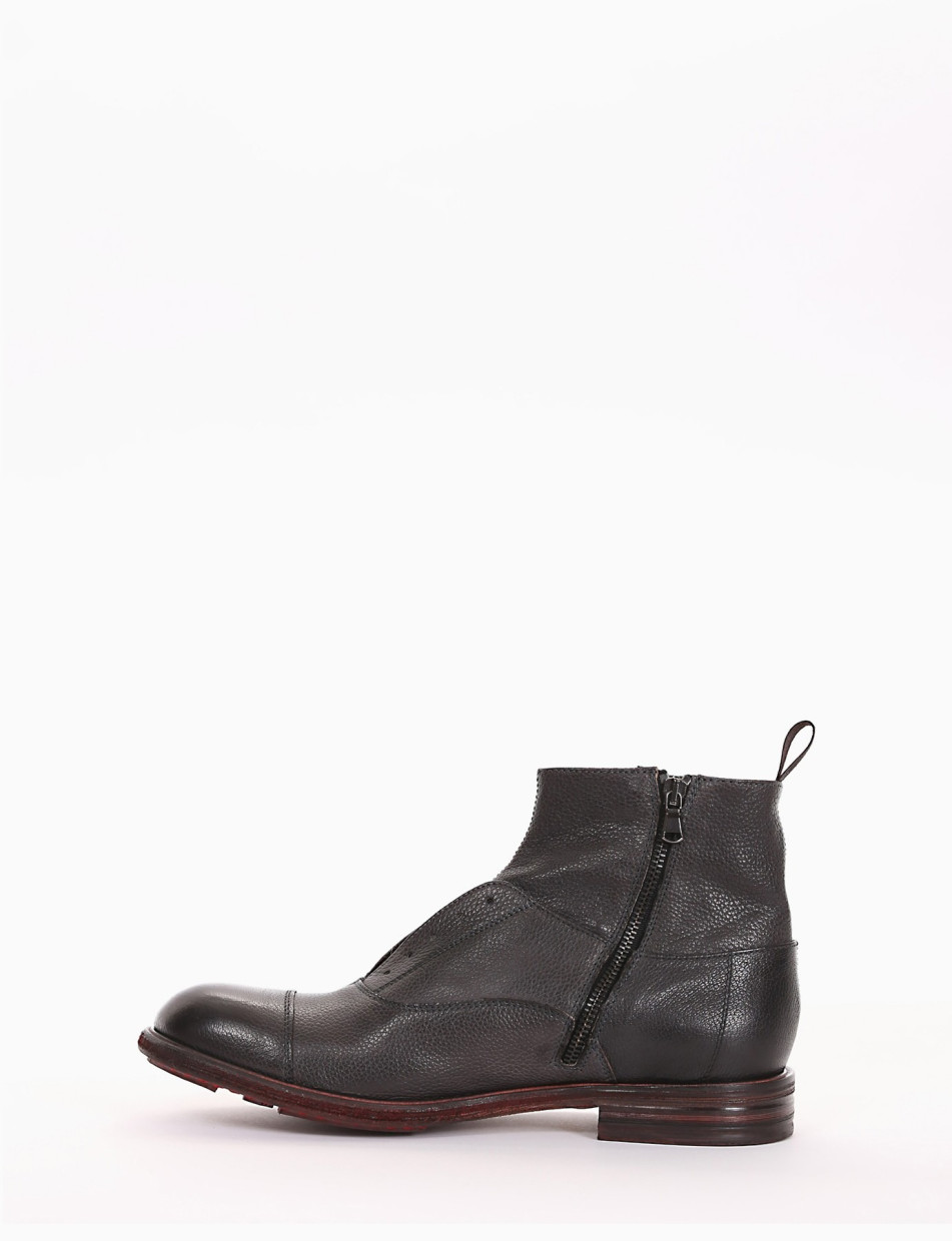 Ankle boots heel 2 cm black leather