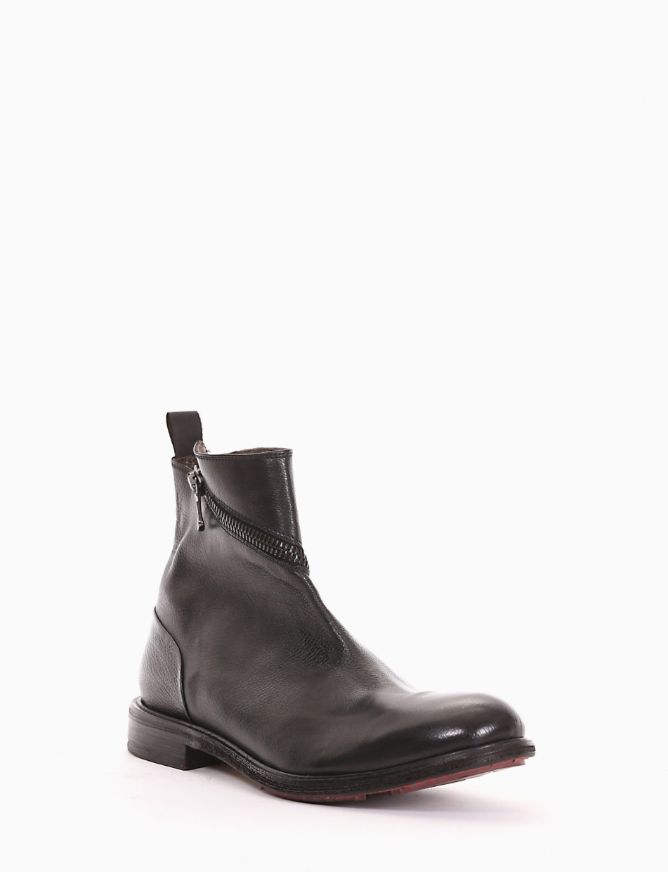 Ankle boots heel 2 cm black leather