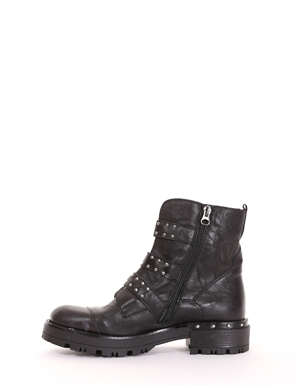Combat boots heel 3 cm black leather