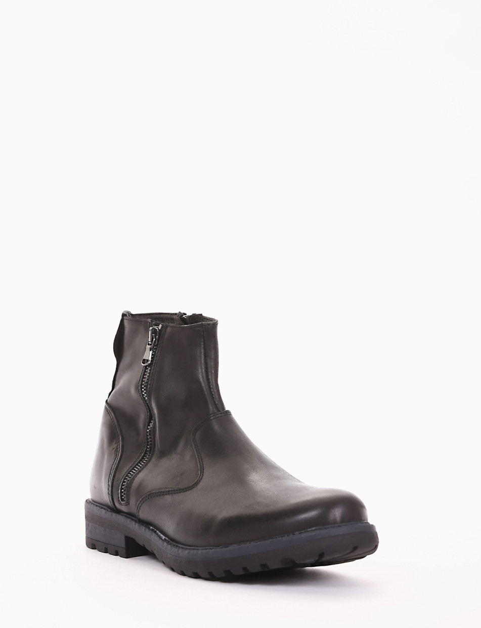 Ankle boots heel 2 cm black leather