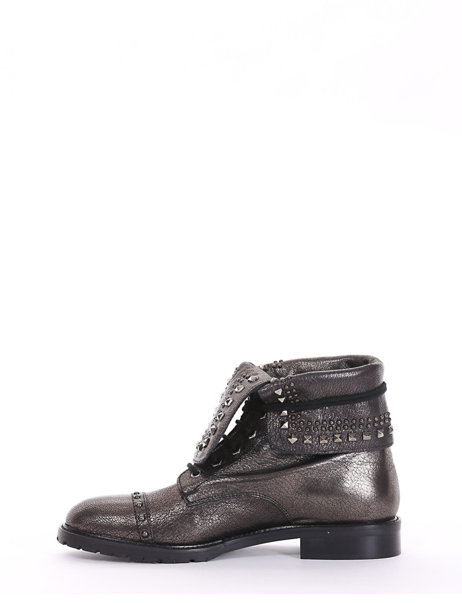 Combat boots heel 2 cm silver laminated