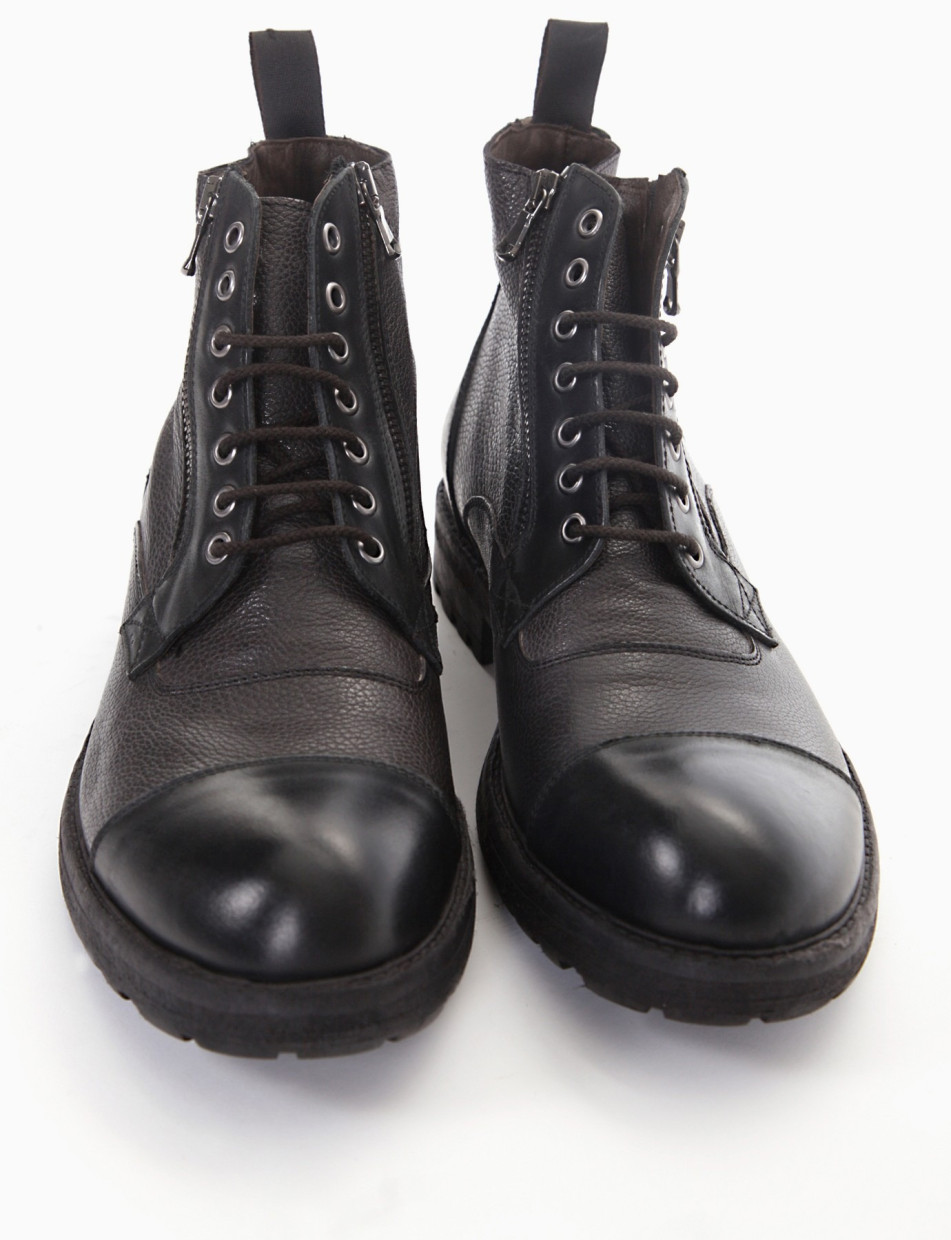 Combat boots heel 2 cm black leather