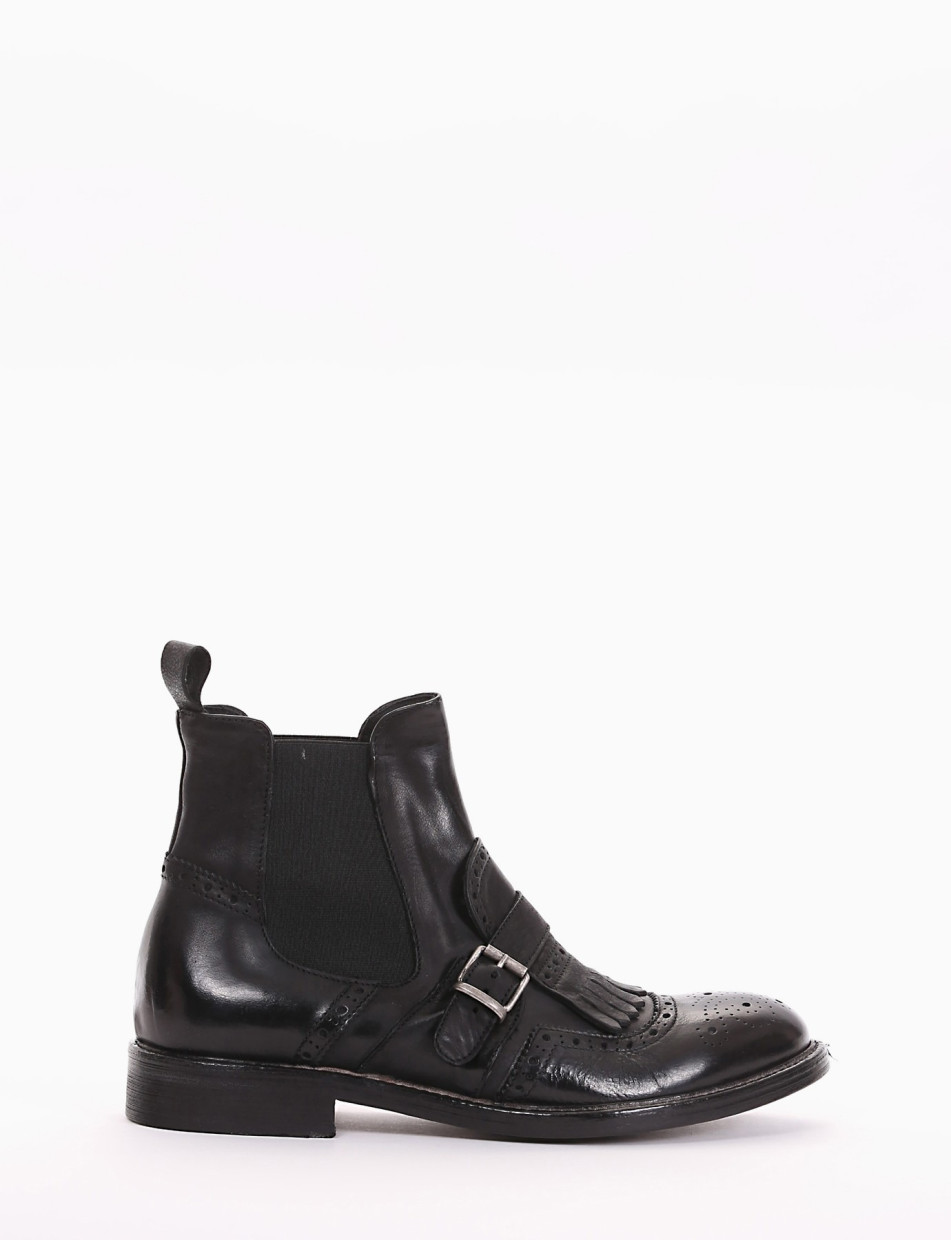 Ankle boots heel 2 cm black leather