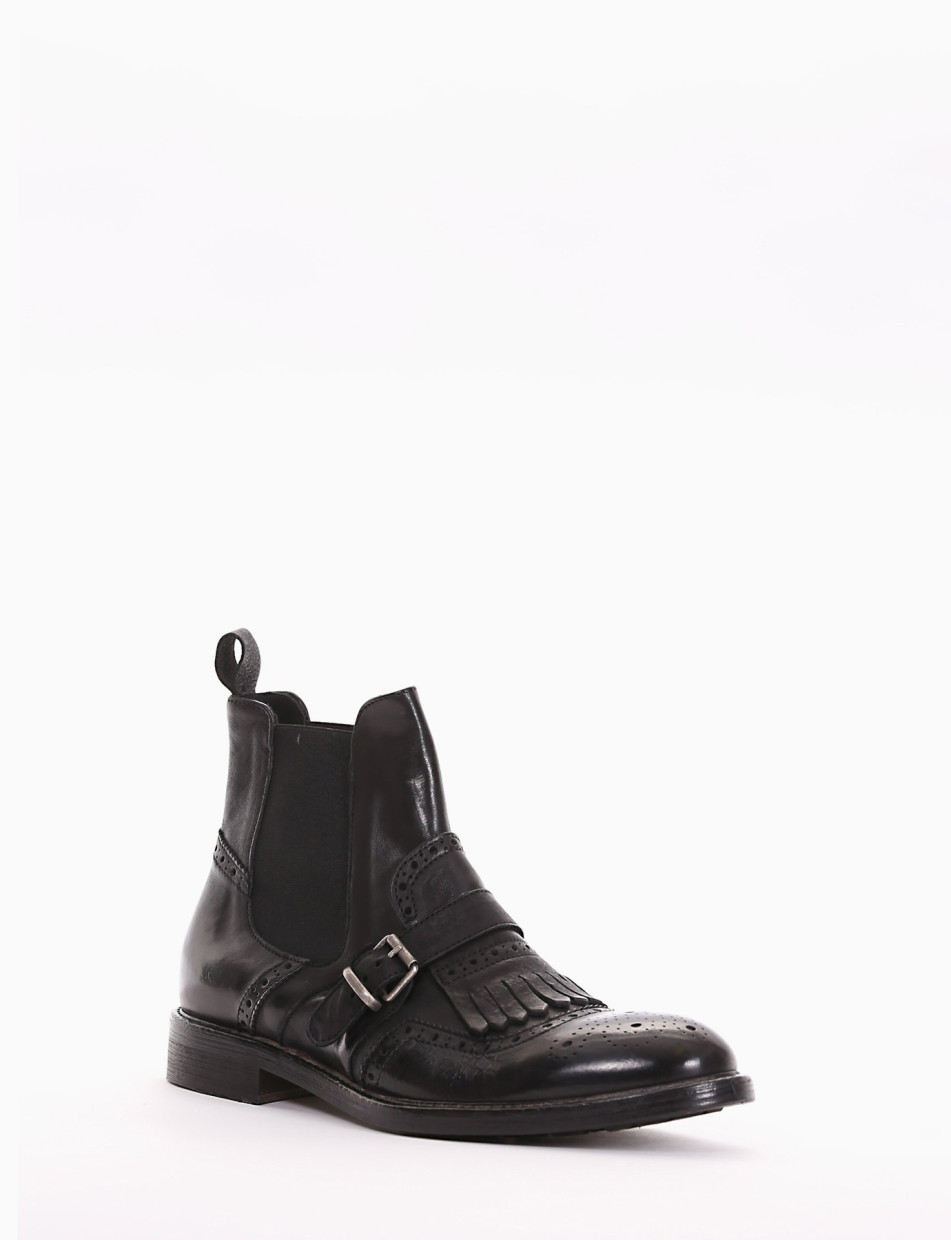 Ankle boots heel 2 cm black leather