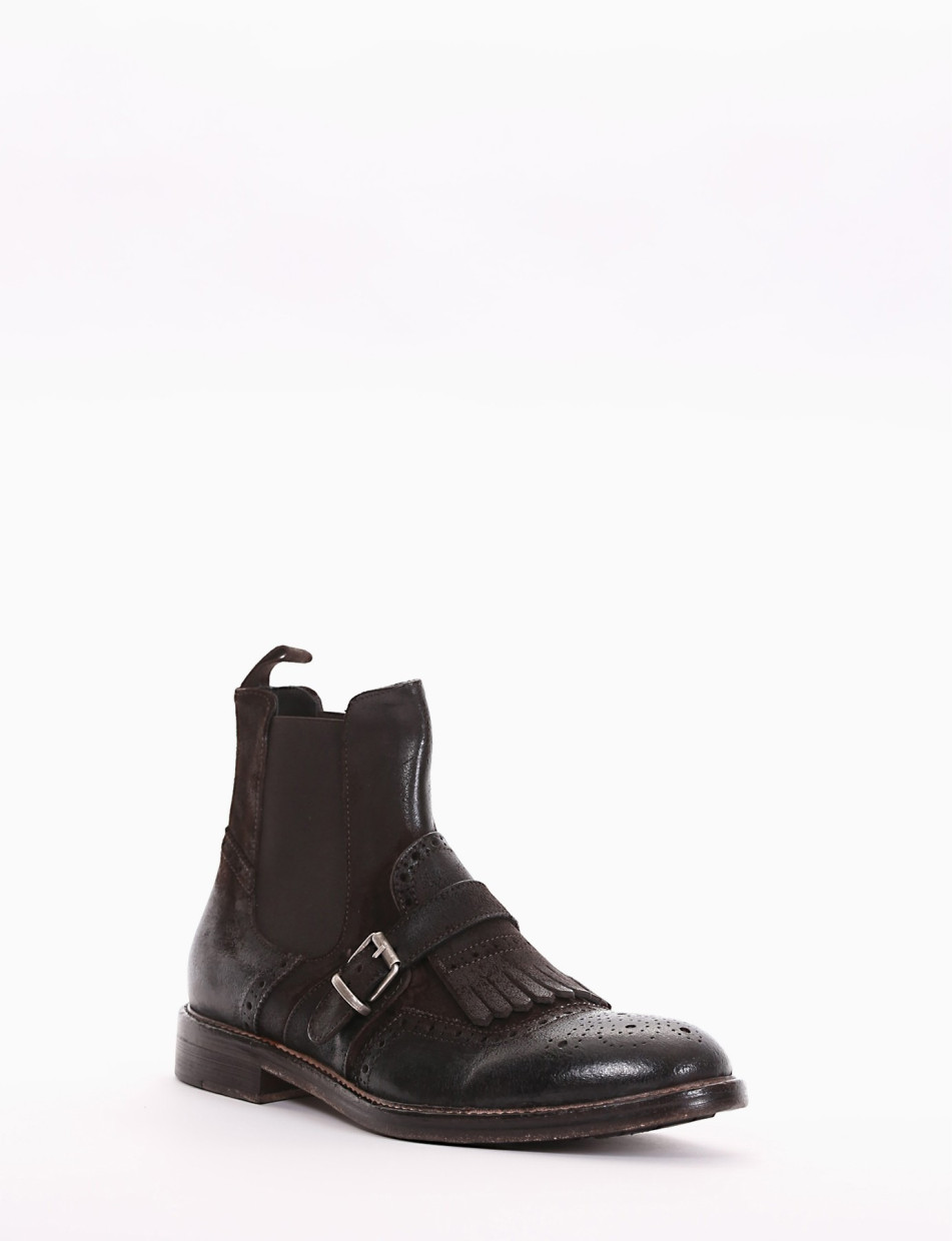 Ankle boots heel 2 cm dark brown leather