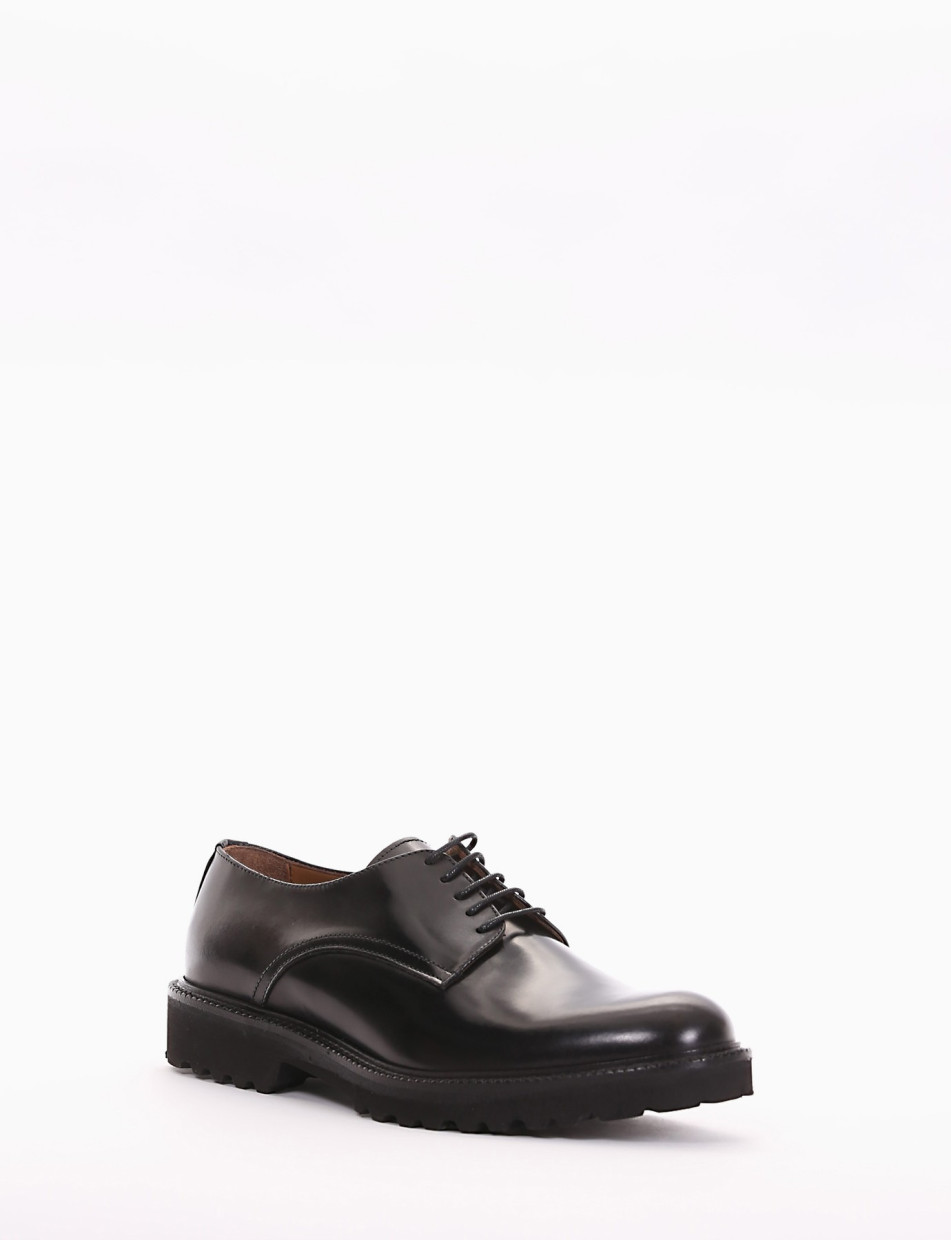 Lace-up shoes heel 2 cm black leather