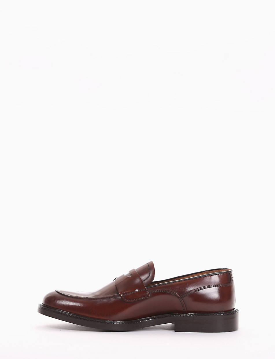 Loafers heel 2 cm brown leather