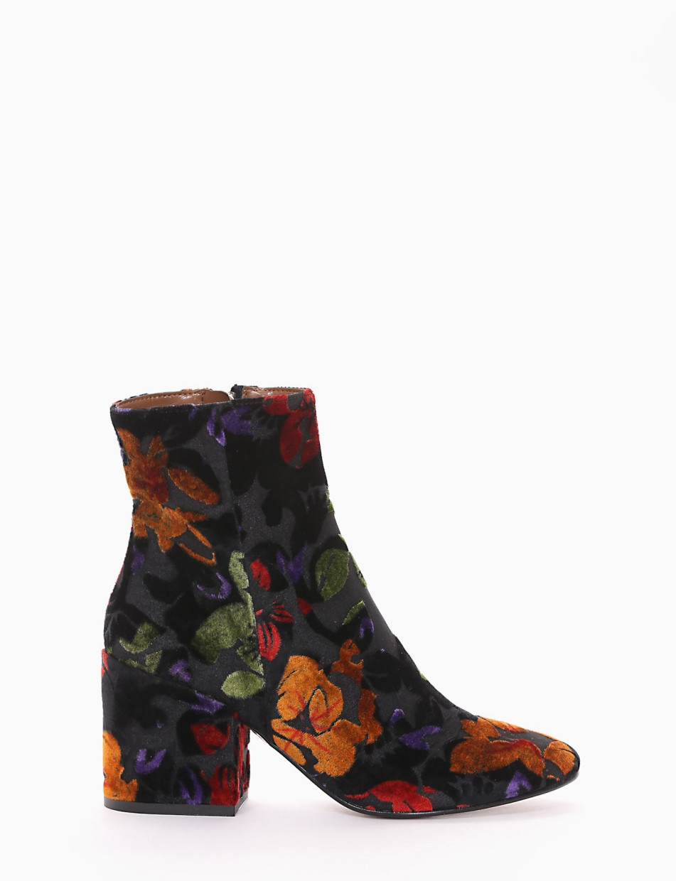 High heel ankle boots heel 7 cm multicolor velvet