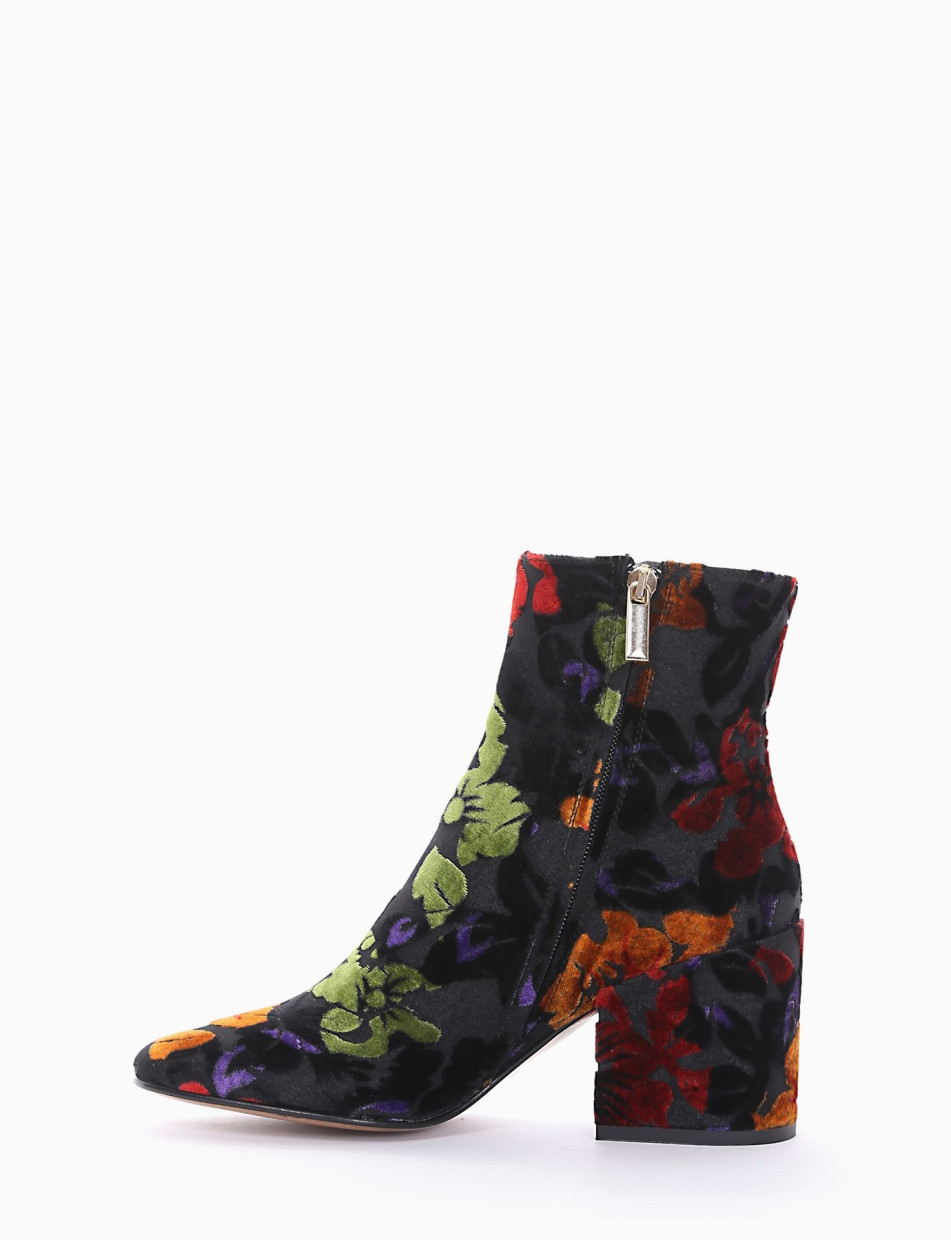 High heel ankle boots heel 7 cm multicolor velvet