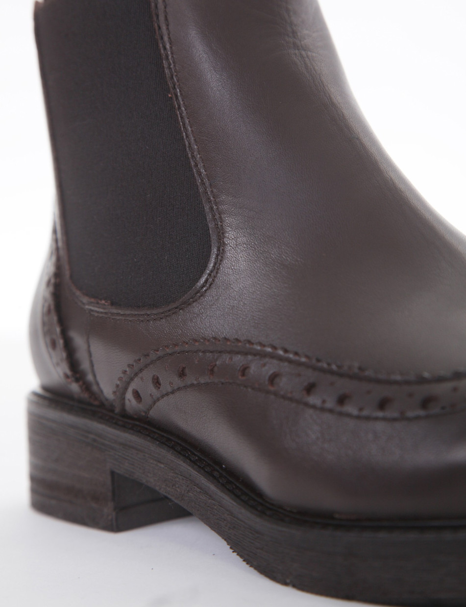 Low heel ankle boots heel 2 cm dark brown leather