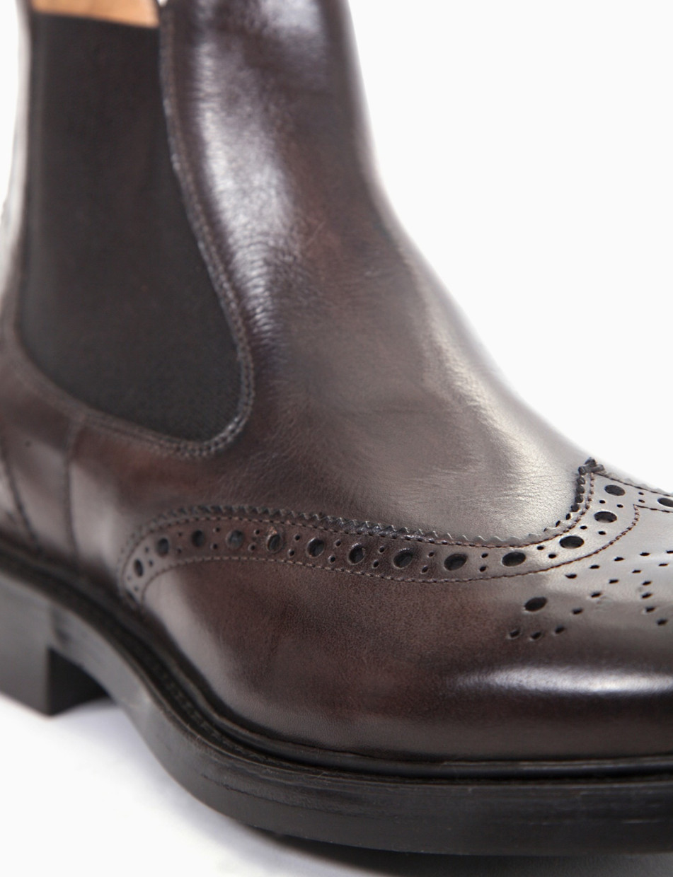 Ankle boots heel 2 cm dark brown leather