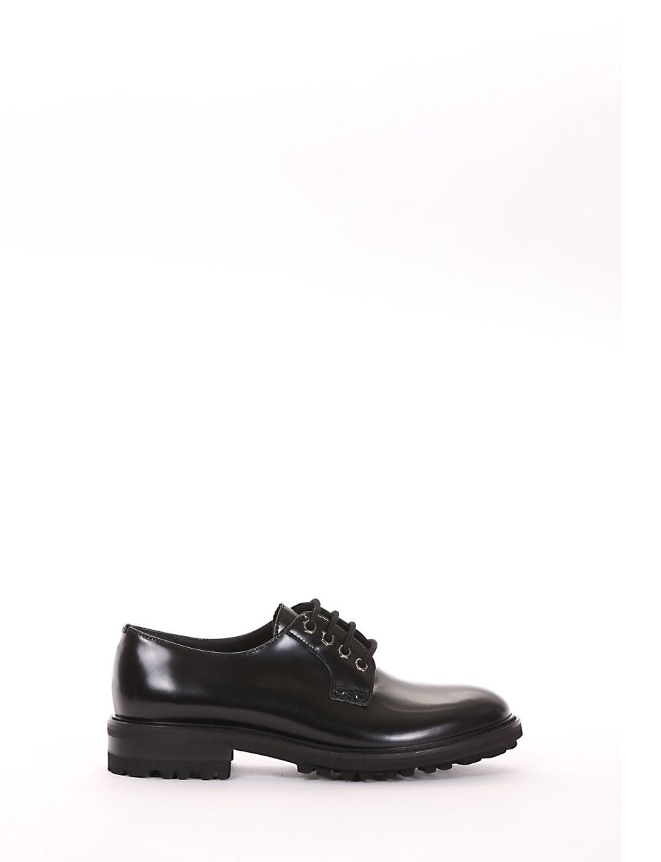 Lace-up shoes heel 2 cm black leather