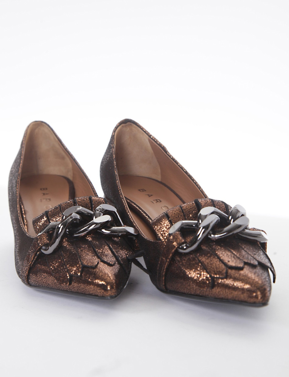 Loafers heel 5 cm bronze laminated