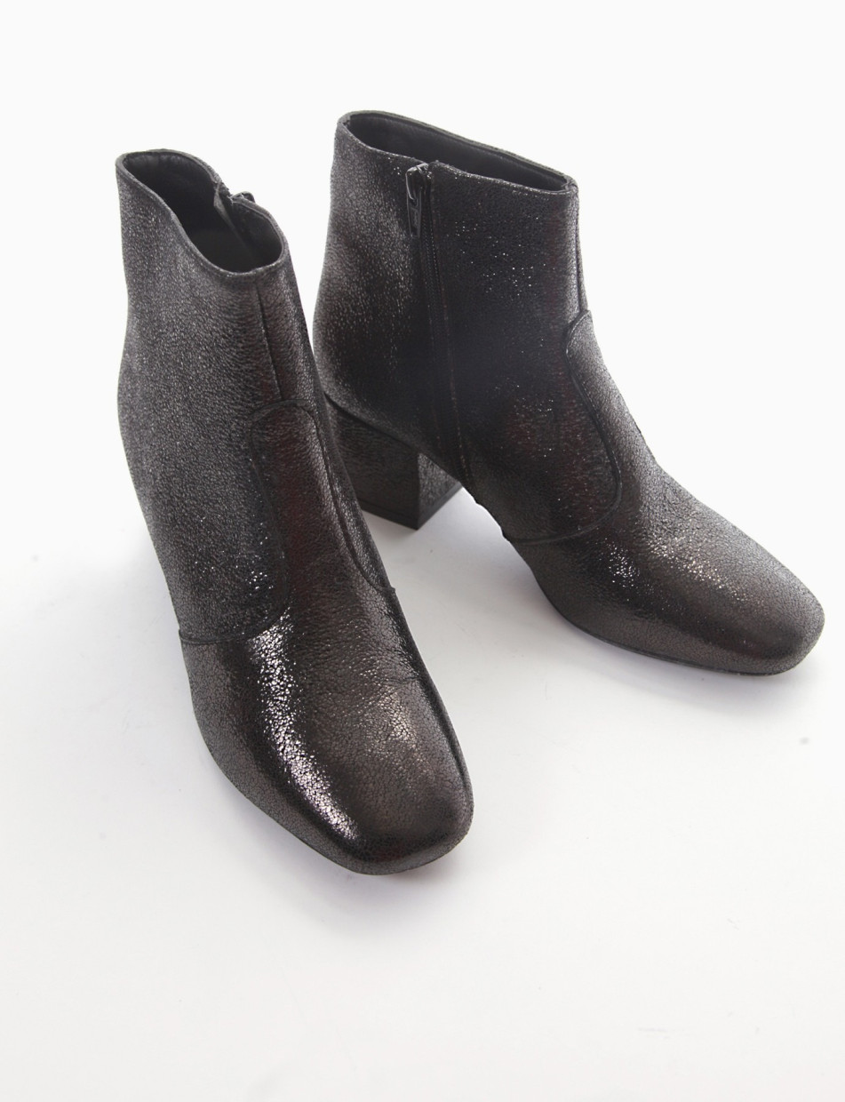 High heel ankle boots heel 5 cm black glitter