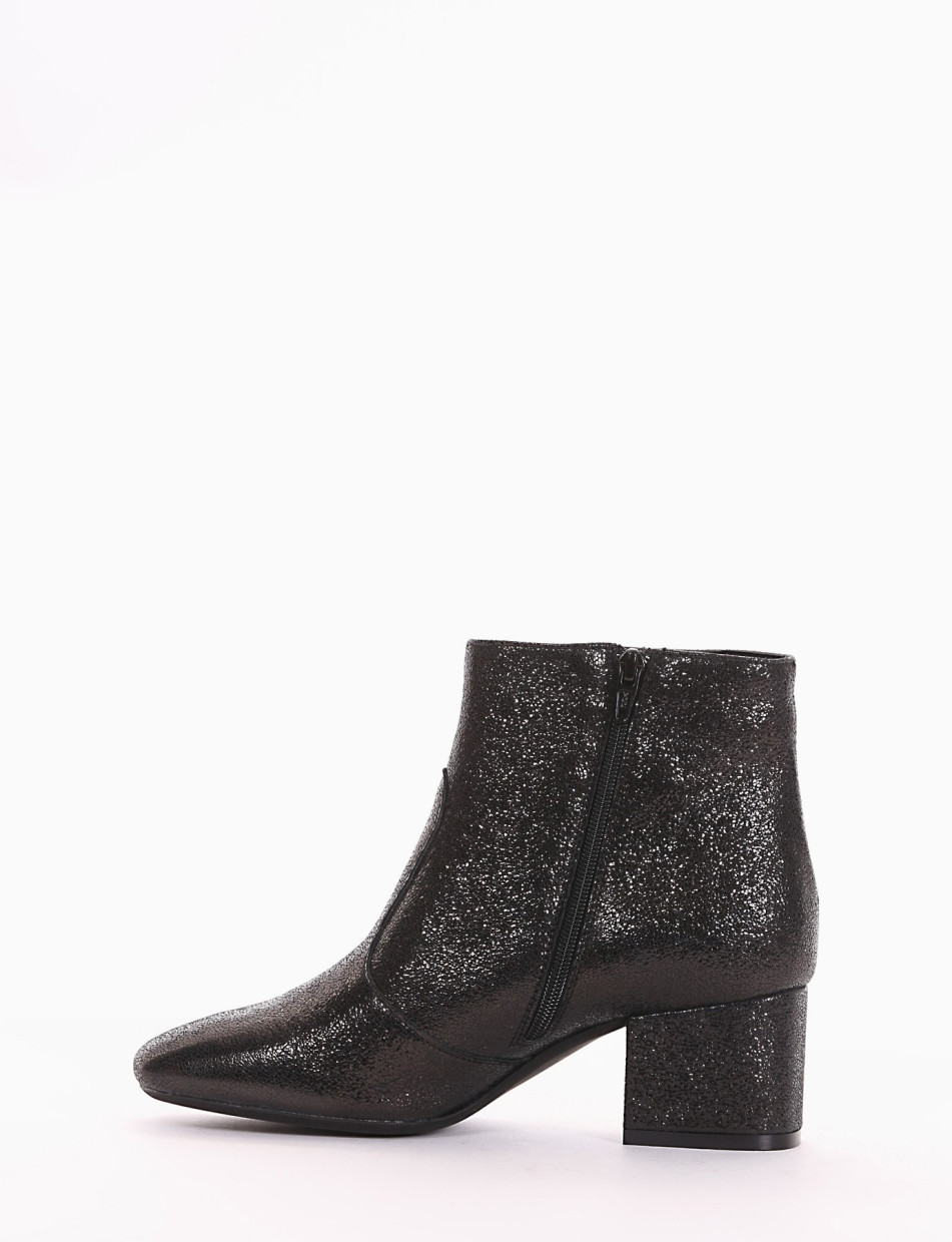 High heel ankle boots heel 5 cm black glitter