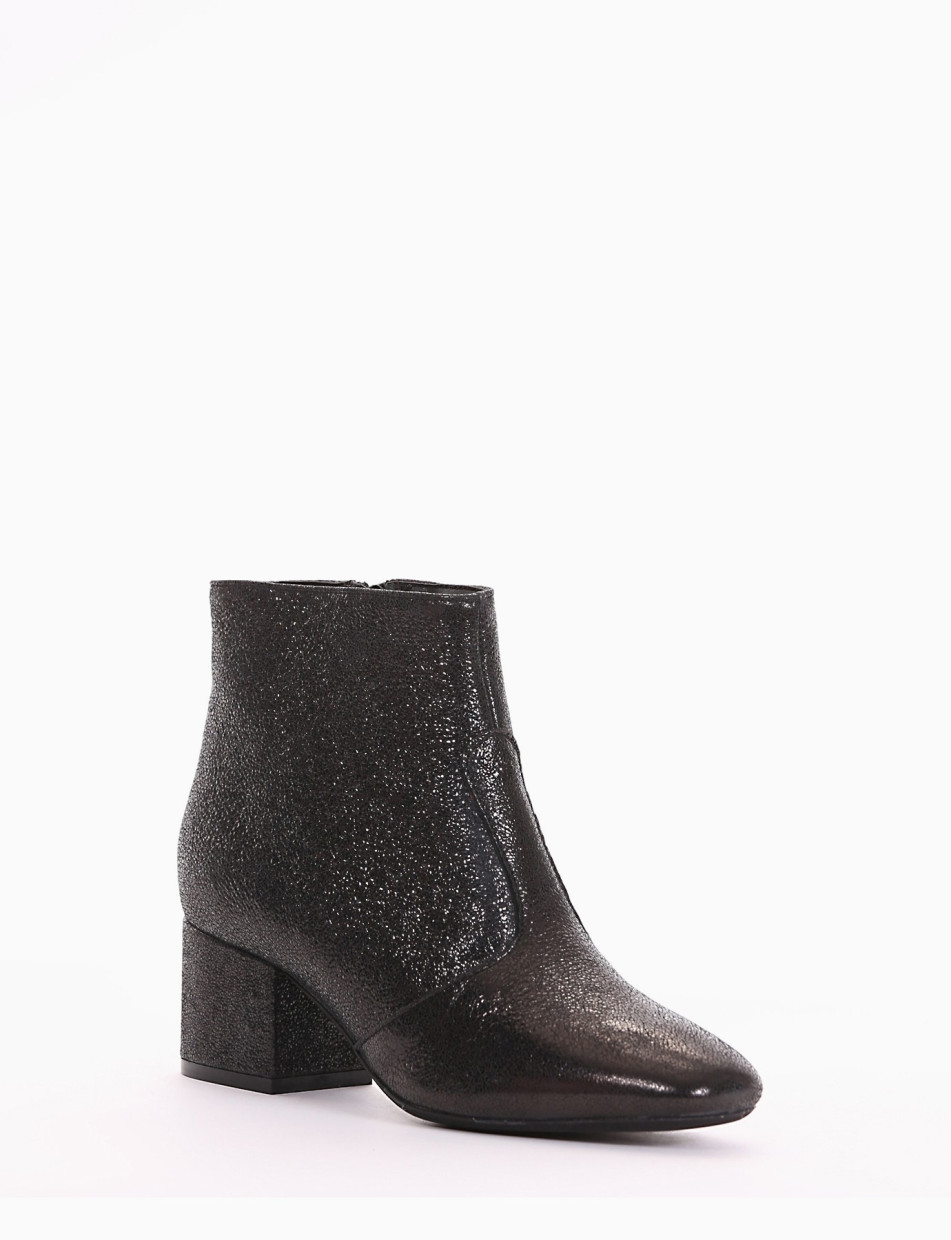 High heel ankle boots heel 5 cm black glitter