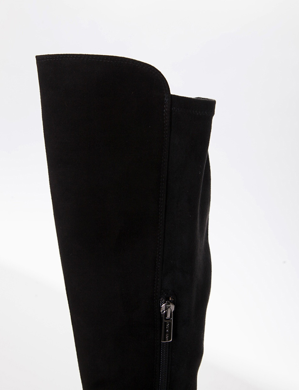 High heel boots heel 7 cm black chamois