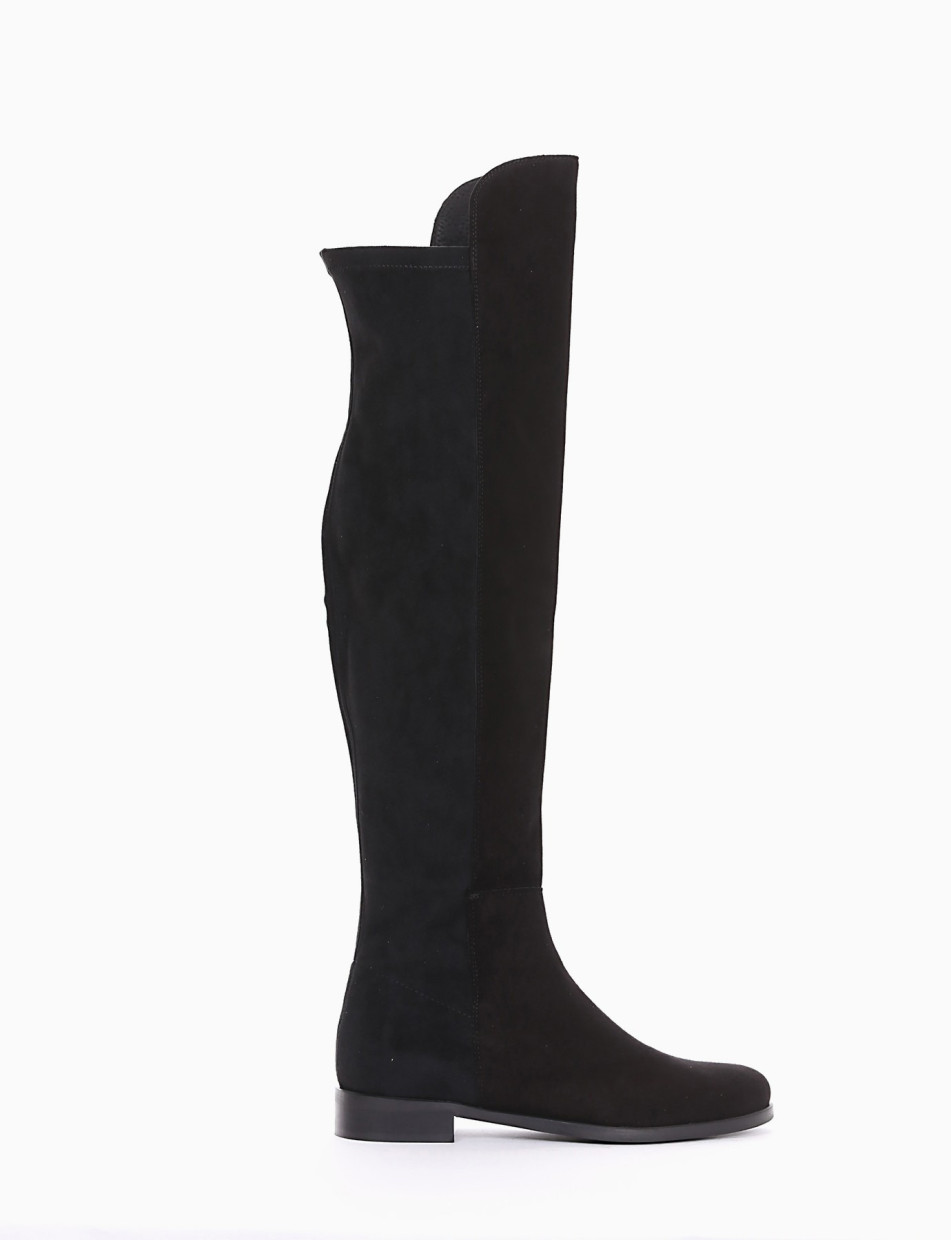 Low heel boots heel 2 cm black chamois