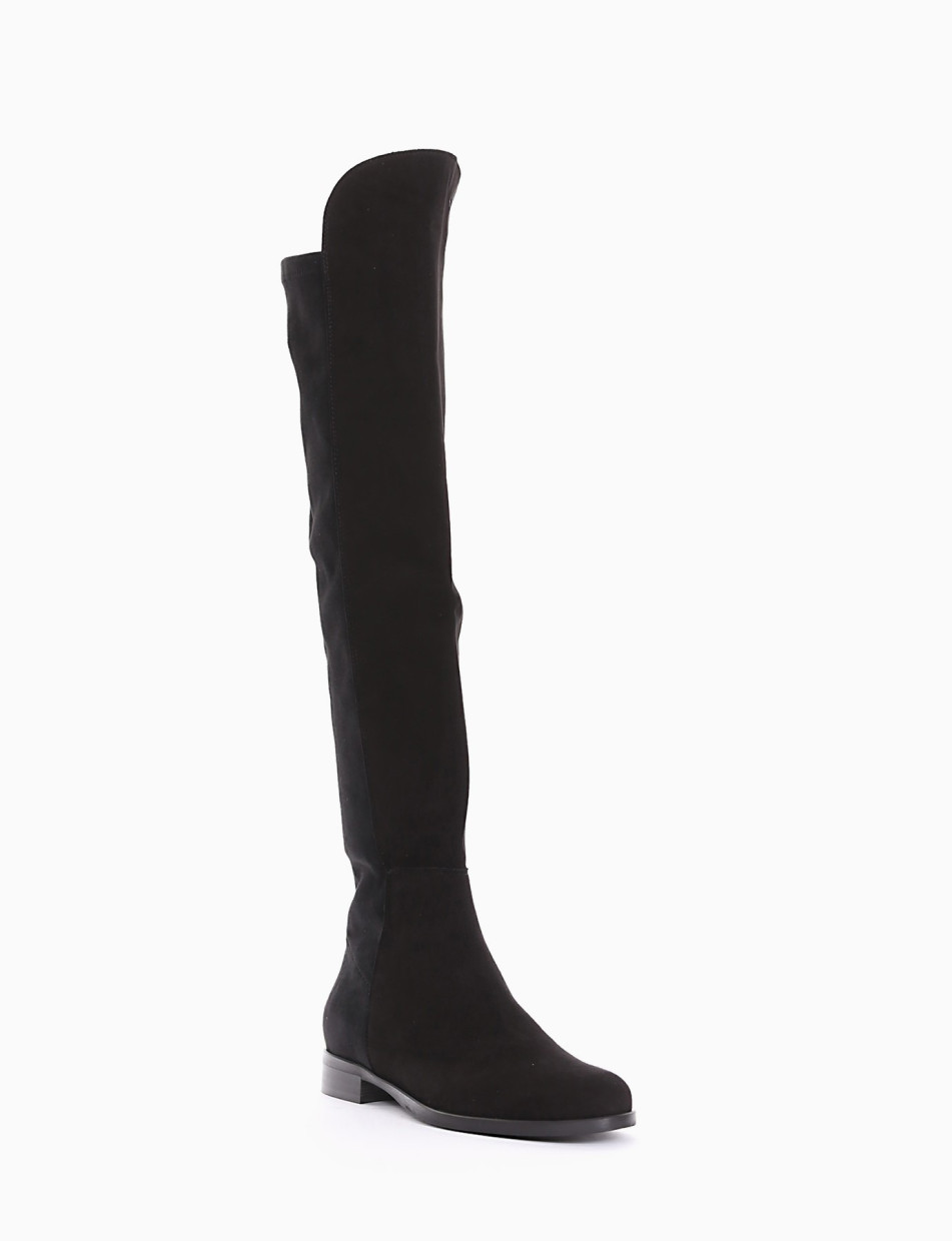 Low heel boots heel 2 cm black chamois