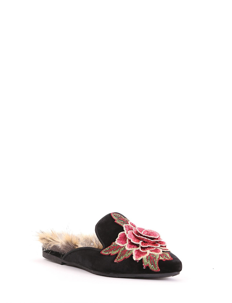 Loafers heel 1 cm black chamois