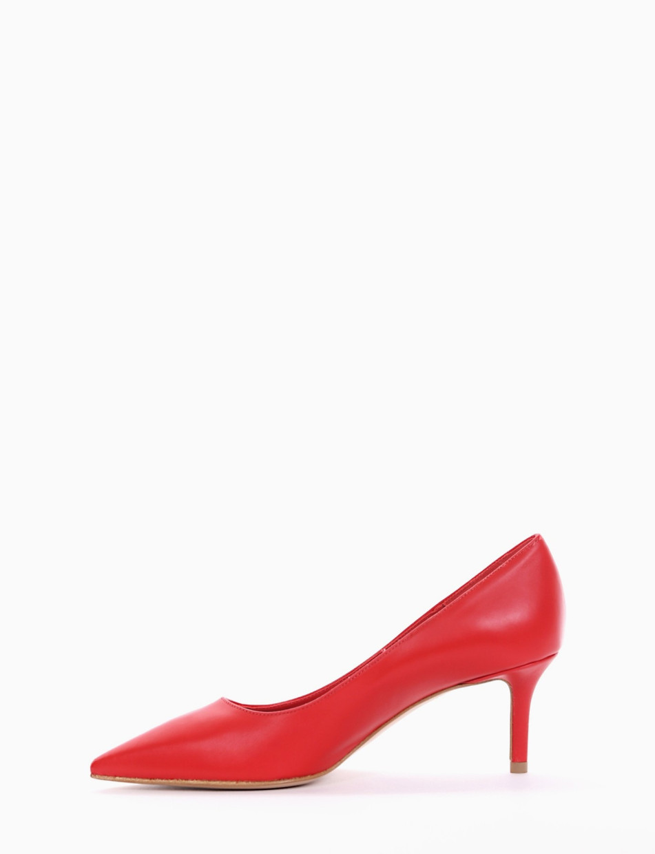 Decolte' tacco 5 cm rosso pelle
