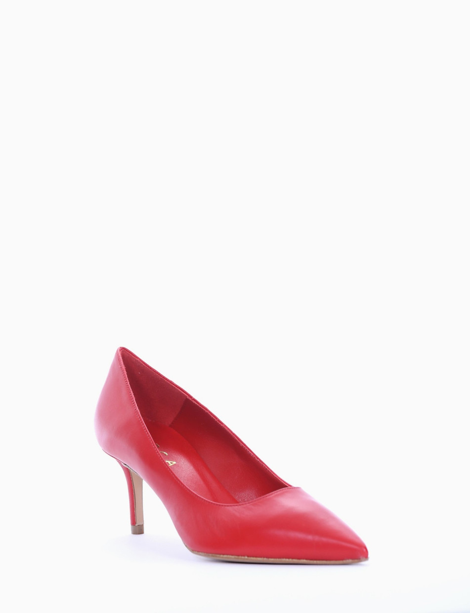 Decolte' tacco 5 cm rosso pelle