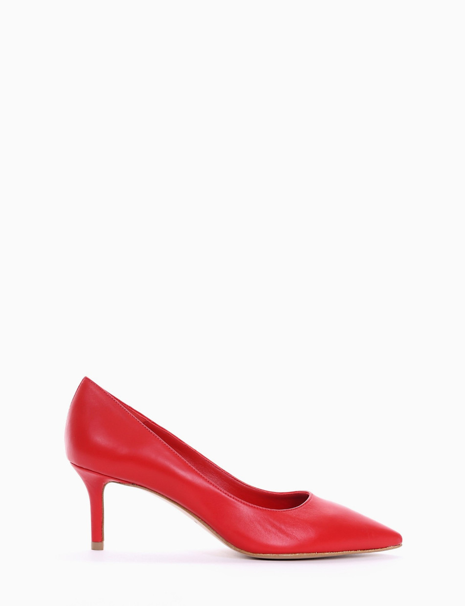 Decolte' tacco 5 cm rosso pelle