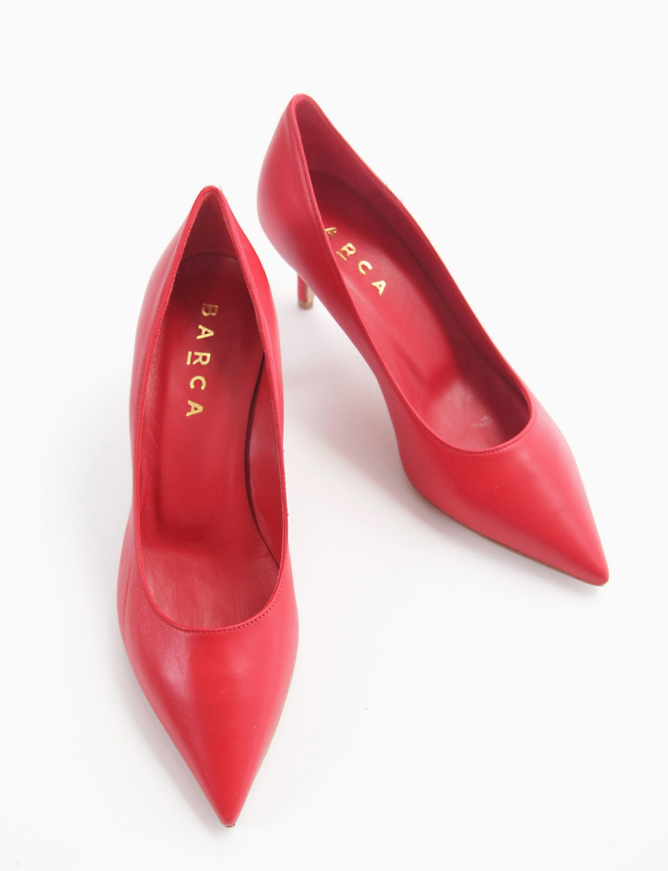 Decolte' tacco 5 cm rosso pelle