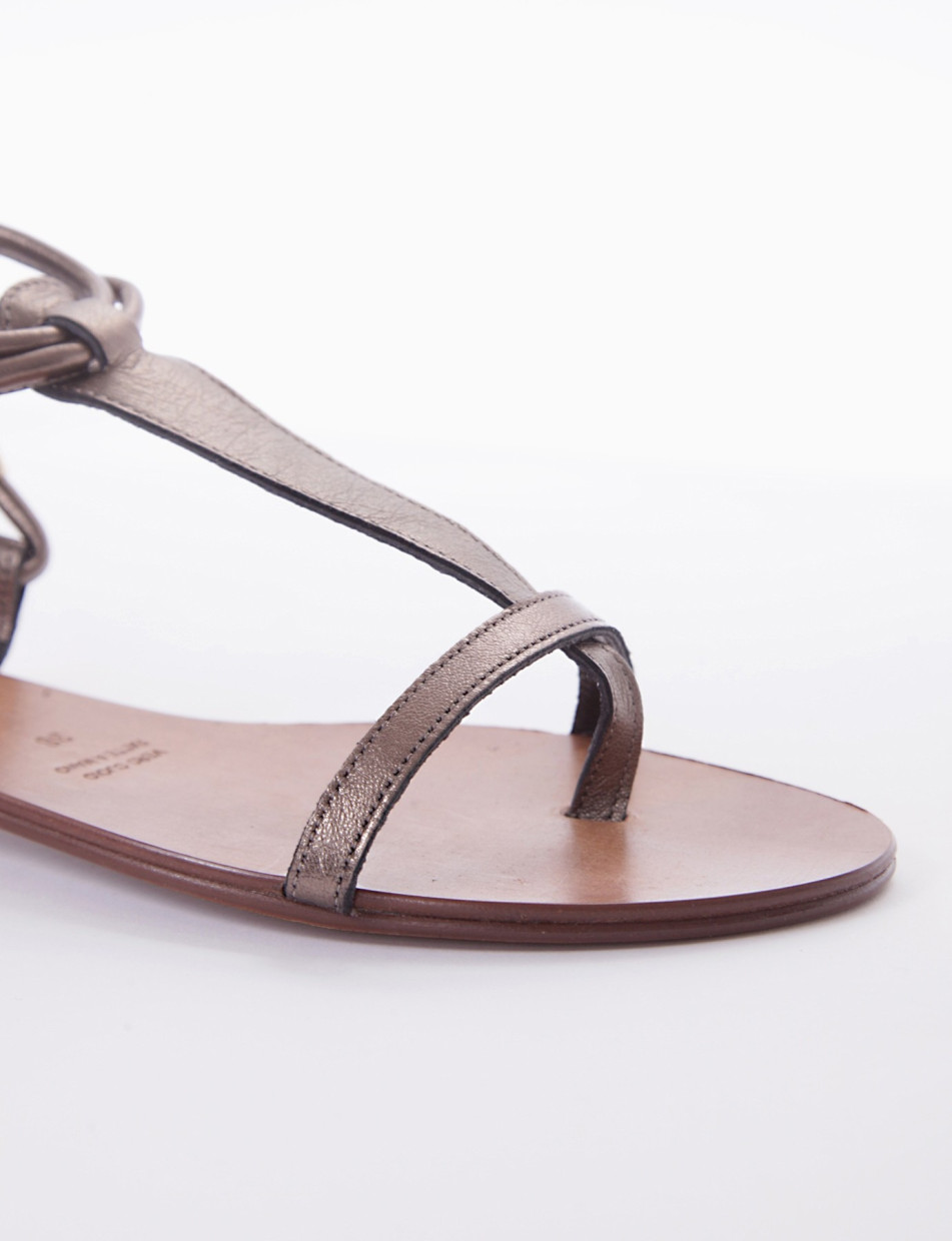 Flip flops heel 1 cm silver laminated
